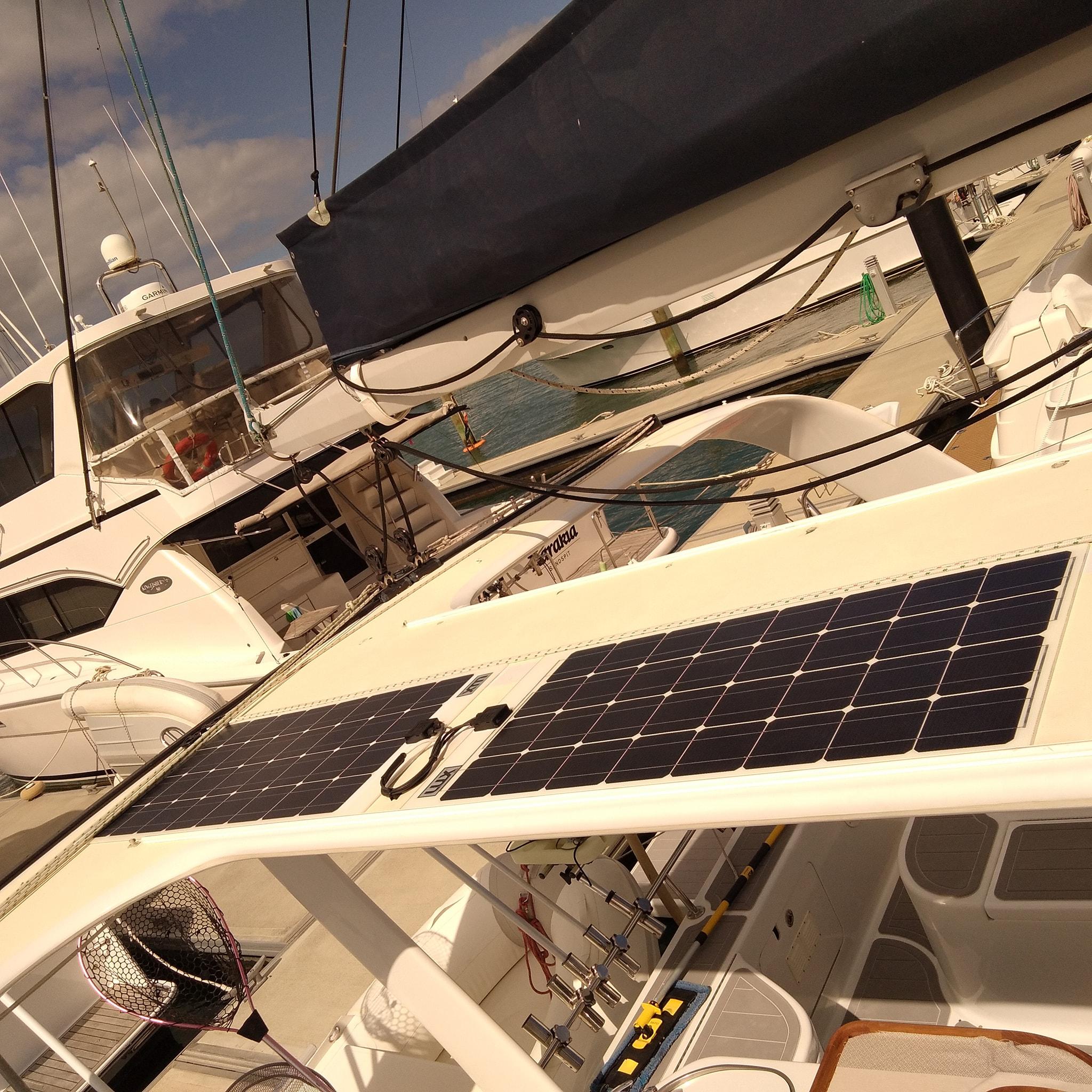 Solar panels installed on a boat
