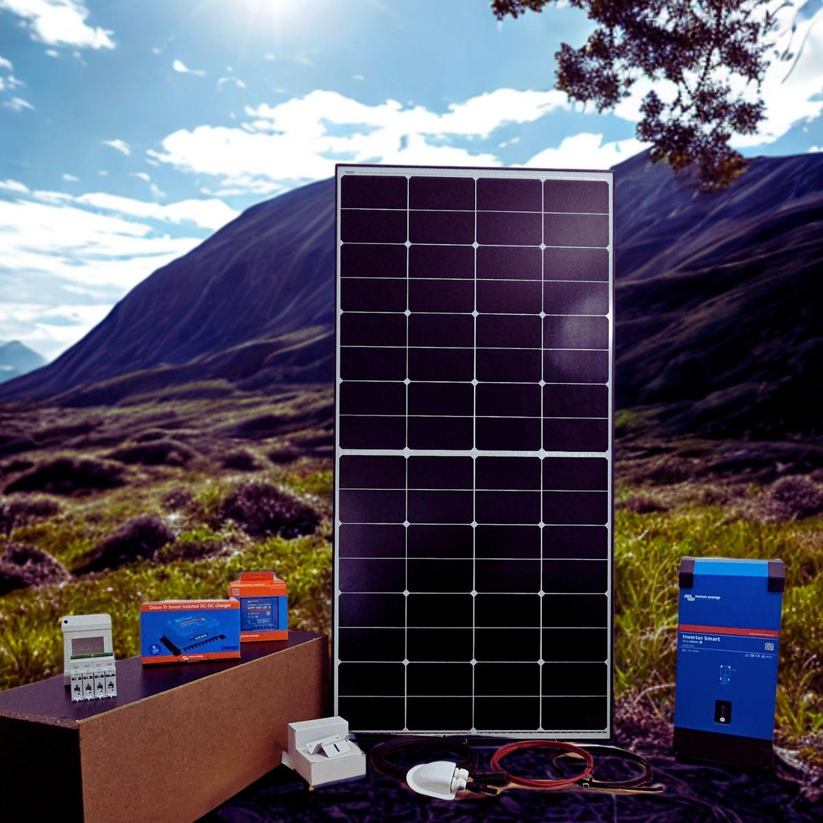 Complete solar kit with panel, controller, and accessories